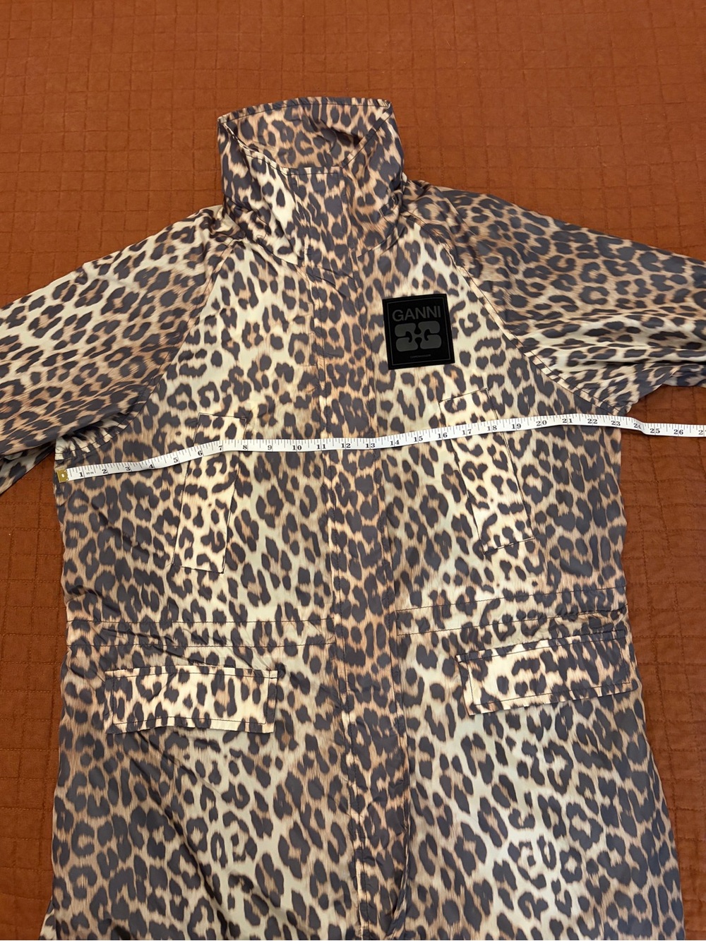 GANNI Leopard Print Nylon Parka Coat Maxi Hooded. Sz S/M - NEW! - Picture 10 of 11